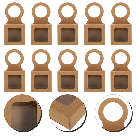 WHAMVOX 25pcs Kraft Paper Wine Bottle Box With Clear Window Empty Wine Bottle Gift Box Paper Box
