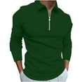 thumbnail image 1 of RYRJJ Men's Long Sleeve Polo Shirt Slim Fit Shirts Activewear Polos Quarter Zip Collar T Shirts Cotton Tops Golf Shirt(Green,S), 1 of 8