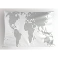 thumbnail image 1 of Map Pillow Sham World Map with Graphic Dots Pixelated Seem Spotted Continents Design Simple Modern, Decorative Standard Queen Size Printed Pillowcase, 30 X 20 Inches, Grey White, by Ambesonne, 1 of 2
