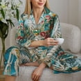 thumbnail image 6 of Fotbe Vintage Print Island Skull Pattern Long Sleeve Pajama Set for Women,Sleepwear Set,2-piece Loungewear Set,Soft PJs Comfy Nightwear with Pockets -, 6 of 7