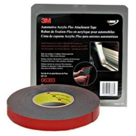 3m 06383 Automotive Acrylic Plus Attachment Tape, Black, 7/8" X 20 Yds.