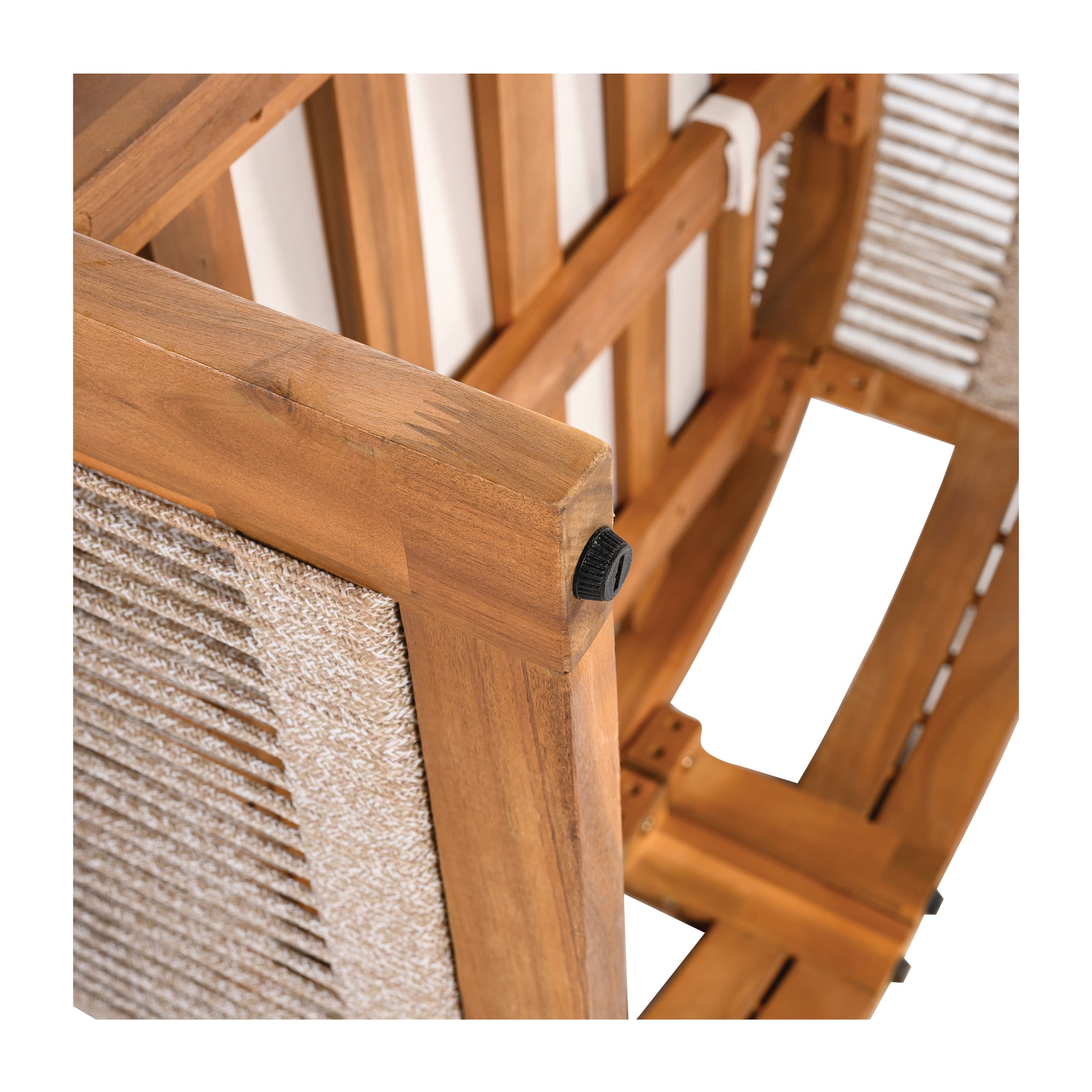 Christopher Knight Home 3-Piece Outdoor Chat Set with Side Table, Handwoven Rope and Acacia Wood Frame, Beige