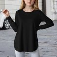 thumbnail image 2 of Shirts For Girls Girls Clothes Size 8 Girls Long Sleeve Shirts Kids Casual Crewneck Soft Side Slit Tunic Tops Blouse Black 4-5 Years, 2 of 5