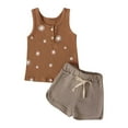 thumbnail image 1 of Ropa Para Bebés Y Niñas, Conjunto Para Niños Pequeños, Chaleco De Lunares De Verano, Pantalones Cortos Con Botones, Conjunto De Dos Piezas, Marrón Odeerbi LM103-10243, 1 of 9