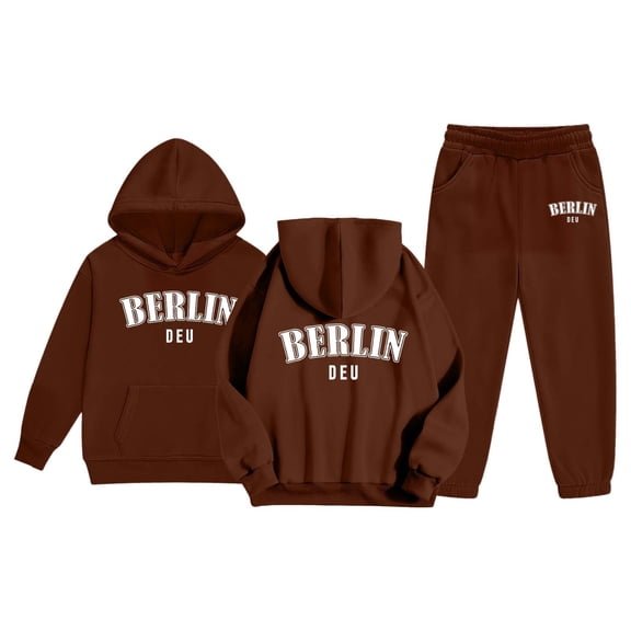 Child Toddler Boys Girls Long Sleeve Solid Warm Hoodie Pullover Tops Pants Kids Outfits Sweat Suit