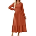 thumbnail image 2 of Dresses for Women Boho Long Sleeve Womens Dresses Solid Color Swing Maxi Dress Alsol Lamesa, 2 of 6