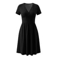 thumbnail image 7 of ClodeEU Women's V Neck Short Sleeve Midi Dress,Casual High Waist A Line Flowy Dress Black,Women's Plus L, 7 of 7