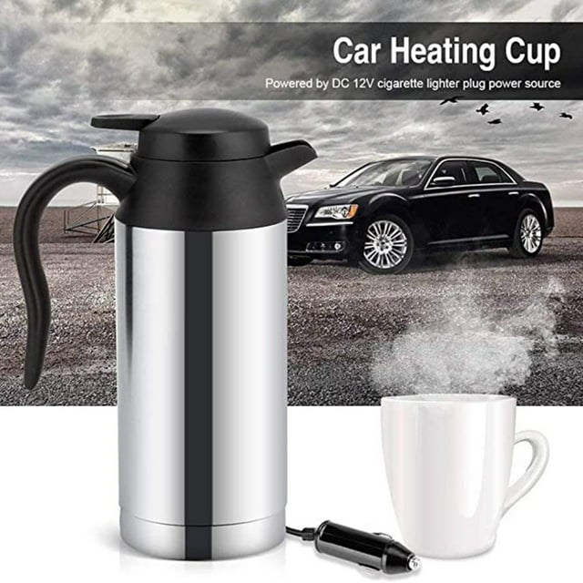 Universial Portable Car Kettle Stainless Steel Heating Travel For Coffee Cup Water Bottle Boiling Cup Large Capacity