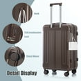 thumbnail image 3 of Homefun 3 Piece ABS Spinner Luggage Set 20 24 28 Inch Matching Color Combination Lock TSA Hardshell Carry On Suitcase,Brown, 3 of 9