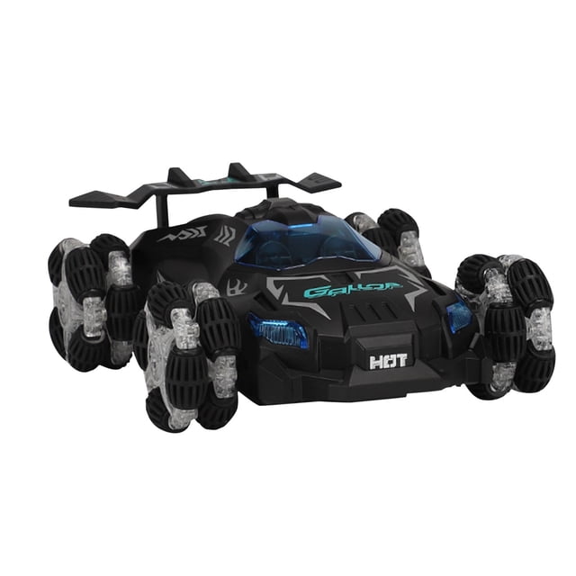 Black Black Rechargeable 2.4Ghz Rc Stunt Car For Boys 360 Rotation Drift Spray Vehicle With Music Lights