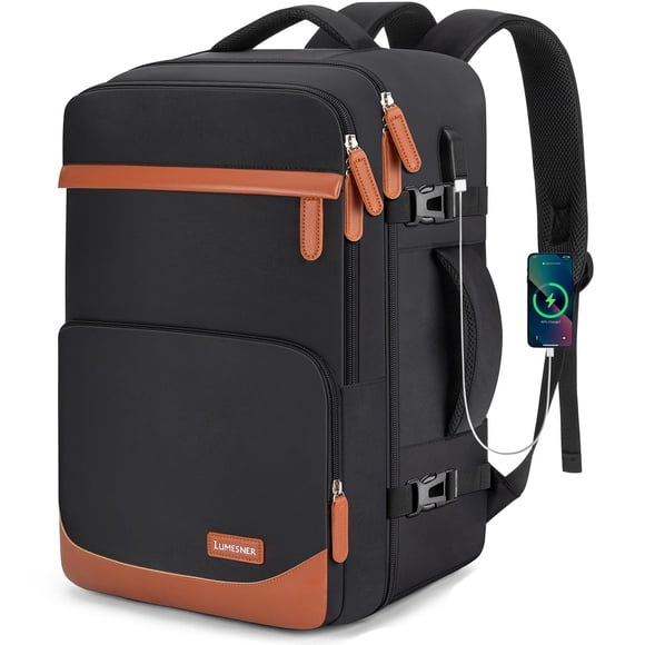 Mochila de viaje Velaybor 40L con puerto de carga USB negra