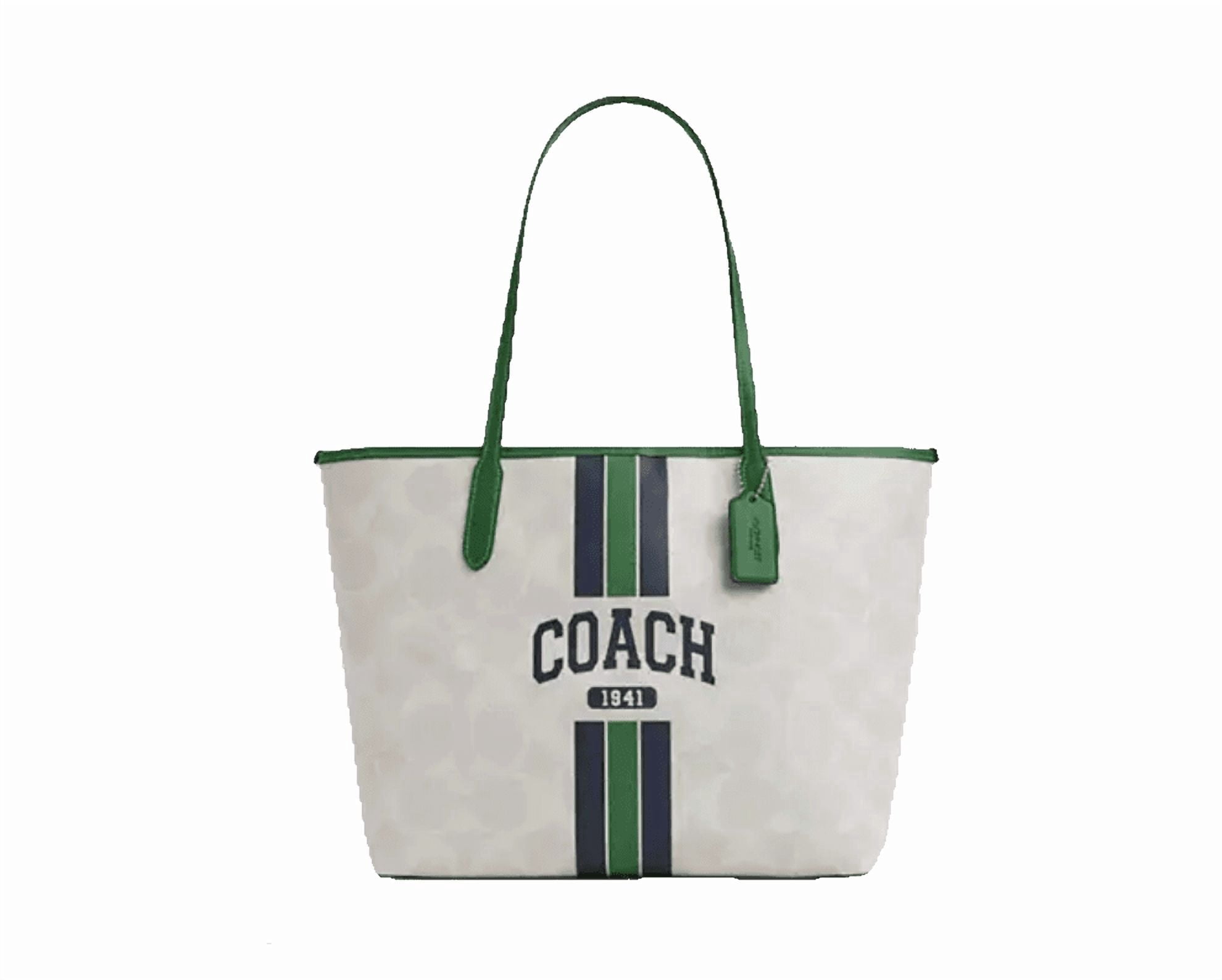 最終お値下げ！　新品　COACHエスパドリュ　22 Coach Dempsey Tote 22, Signature Jacquard, Khaki Redwood Multi
