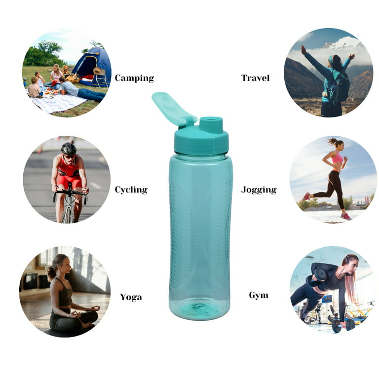 Water Bottles with Flip-Top Lids, 24 oz.Translucent Plastic Water