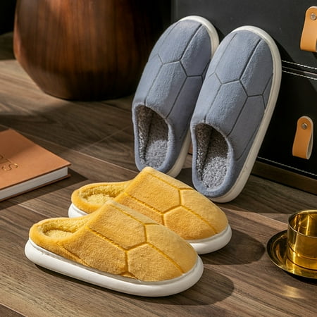 

Gubotare Slippers For Men Slip On Men s Cross Band Soft Plush Slippers Furry Fluffy Fuzzy Slip on Slippers Open Toe House Shoes Slides Anti-Slip Sandals for Indoor Outdoor Girls Yellow 7.5