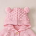 thumbnail image 4 of Baby Girl Boy Sweater Romper Long Sleeve Knitted Hooded Jumpsuits Overall Warm Newborn Unisex Infants Onesie Button Jumpsuits Pink,6-12 Months, 4 of 6