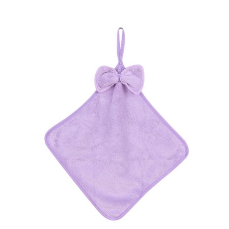 

Yesbay Bowknot Hand Towel Lanyard Design Microfiber Delicate Washing Kitchen Towel Bathroom Accessories Purple