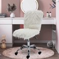 thumbnail image 1 of SESSLIFE Fluffy Vanity Chair, Faux Fur Height Adjustable Swivel Vanity Accent Chair, Modern Home Office Desk Chair, White, 1 of 10