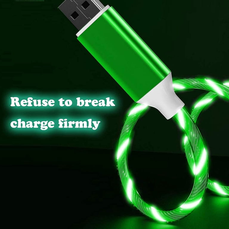 RGB LED Light-Up USB To USB-C Cable - 3-in-1 Glowing Charger For Car & Camping (NOT Fast Charging)