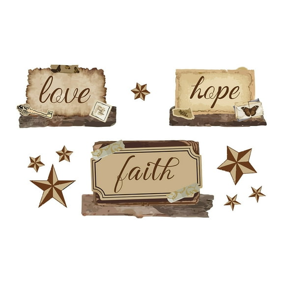 1set Country Wall Stickers Love Hope Faith Vinyl Wall Decal Inspirational Quotes Room Decoration Bible Scripture Verse Wall Art Home Decoration for Living Room Bedroom Bathroom