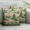 thumbnail image 3 of SHERONV Winter Toile Throw Pillow Covers  Green Christmas Pillow Cases Xmas Santa Deer Holiday Decorative Cushion Covers for Sofa Couch 20x20in, 3 of 5