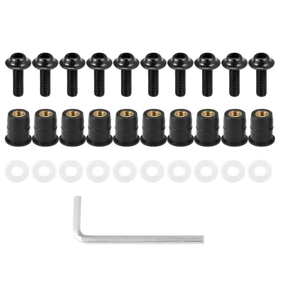 10pcs M5 5mm Motorcycle Windscreen Screws Fairing Windscreen Screws Bolt Windshield Mounting Nuts Black