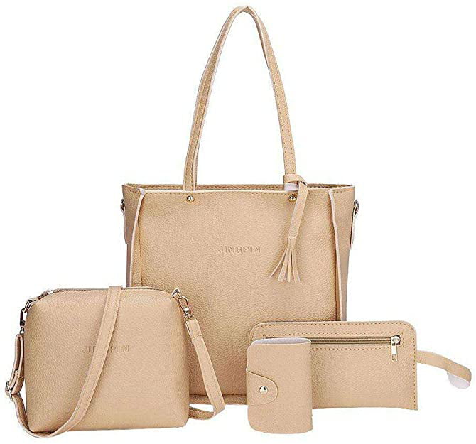 4Pcs/set Women Leather Handbag Shoulder Bag Tote Purse Messenger Satchel Clutch 