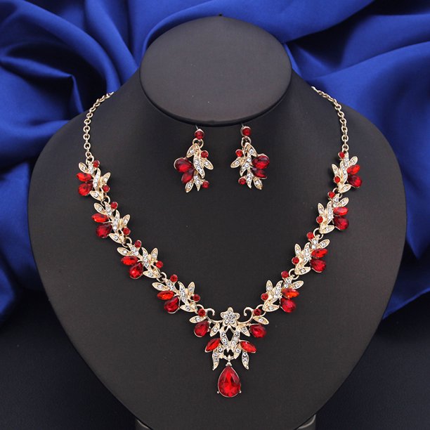 Wholesale Dangle Earrings and Choker Necklace Sets for Women Bridal Jewelry Set Colorful Dubai Jewelry Sets Fashion