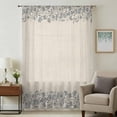 thumbnail image 2 of Blue Flower Semi Sheer Curtains Drapes for Living Room,Bedroom,French Doors Window 63 Inches Long,Spring Farmhouse Country Floral Plant Beige Rod Pocket Chiffon Curtain Drapery Voile Draperies Panel, 2 of 8