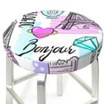 thumbnail image 3 of Vsdgher Eiffel Tower and Hearts Print Stool Covers Round,Stretch Round Stool Covers Washable Stool Cushion Slipcover Elastic Chair Covers for 12-14 Inch Chair, 3 of 7
