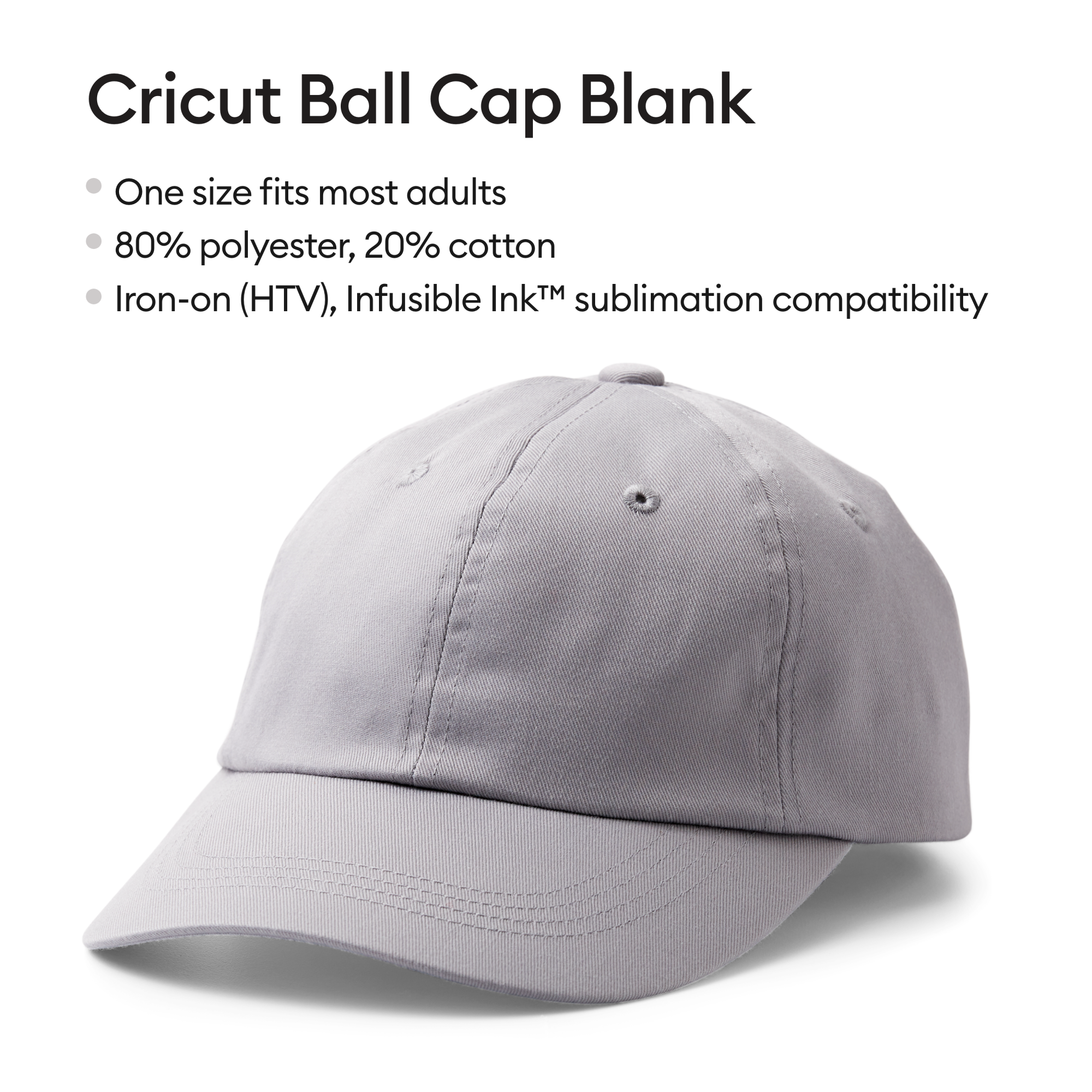 Cricut® Blank Baseball Cap, Gray (1 ct)