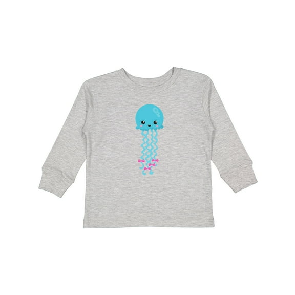 Inktastic Cute Jellyfish, Little Jellyfish, Blue Jellyfish Girls Long Sleeve Toddler T-Shirt