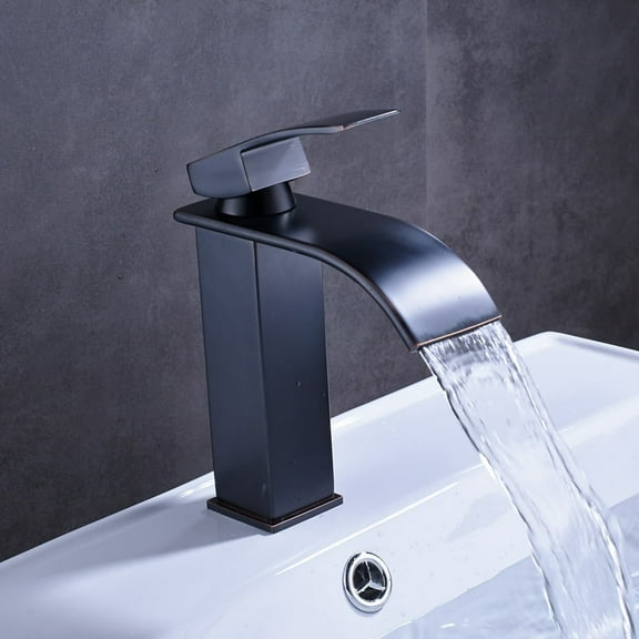 Juno Widespread Black Bronze Freestanding Contemporary Deck Mount Bathroom Sink Faucet