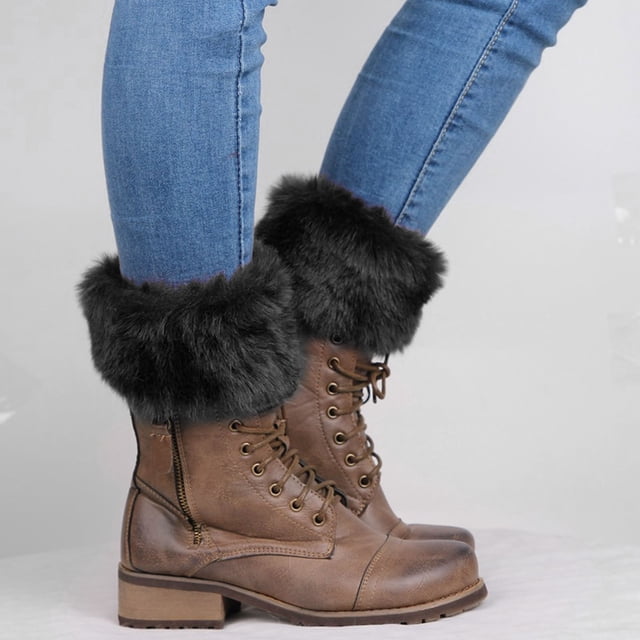 Socks Womens Boot Cuffs Winter Plush Knit Leg Warmers Boot Topper Socks 2 Pairs Sports Socks