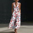 thumbnail image 2 of VBVC Women's Floral V-Neck Sleeveless Maxi Dress,Button Detail Loose Flowy Dress For Women,Ladies' Casual Patriotic Summer Sundress with Pockets,Multicolor,S-3XL, 2 of 8