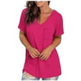 thumbnail image 2 of XFLWAM Womens Summer Tie Dye Gradient Short Sleeve T Shirts Ombre V Neck Tops Loose Fit Pink M, 2 of 6