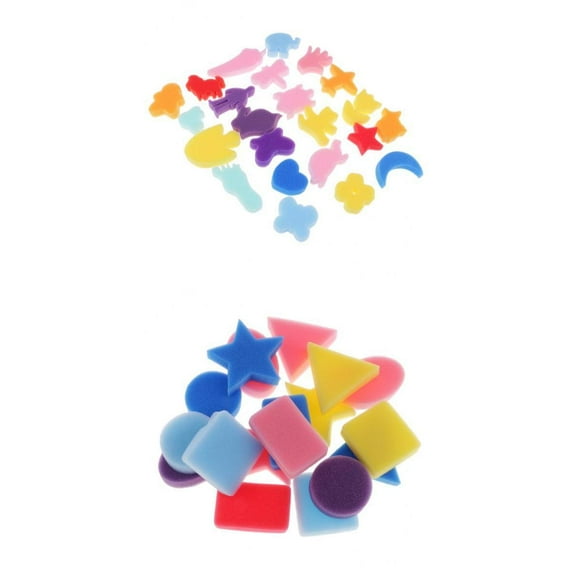 42 Pieces Multi Colors Sponge Painting Shapes Painting Craft Sponge Geometric Carton Shapes for Toddlers Early Learning Sponge for