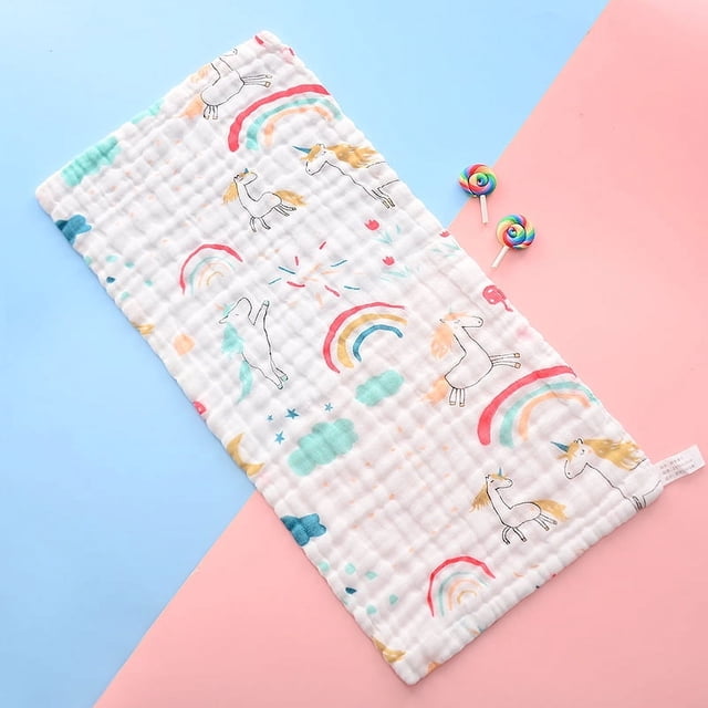 Toalla de gasa para lavado de cara de bebé, suave, absorbente, de alta densidad, estampada, para recién nacidos, cuadrada