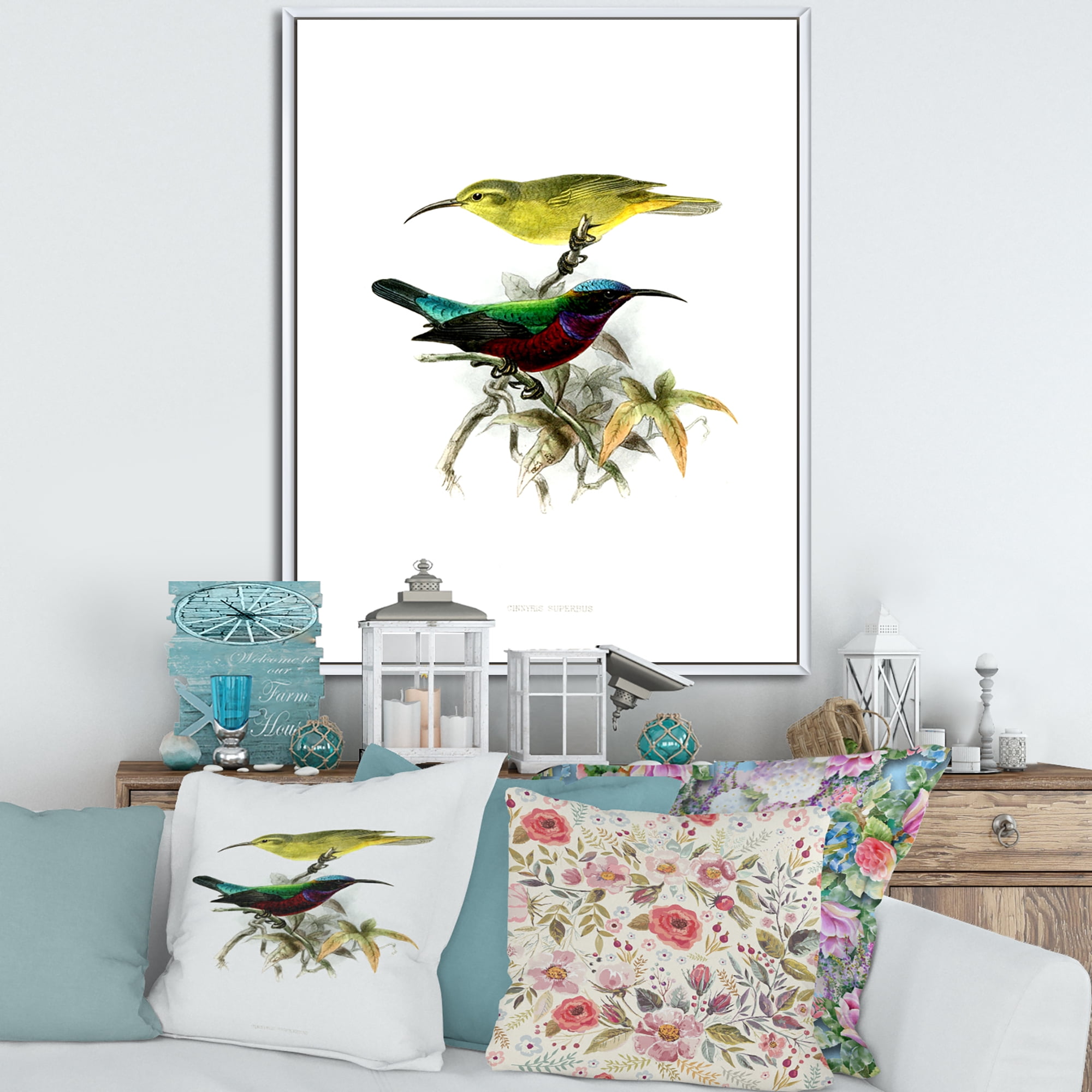 Ancient Australian Birds XV 12 in x 20 in Framed Painting Canvas Art Print, by Designart