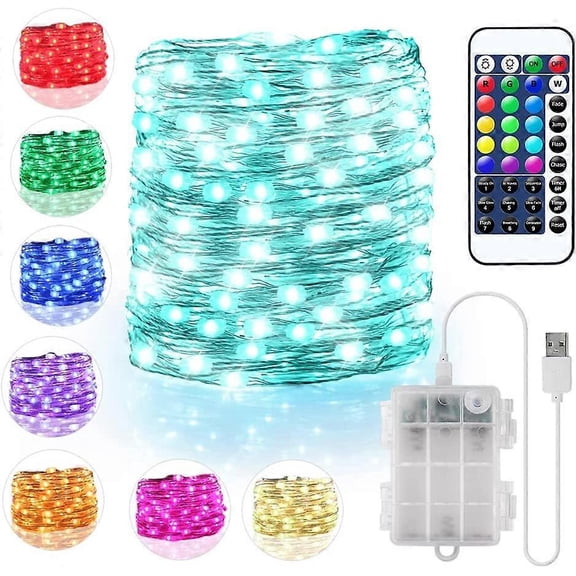 16.4ft 50 LED Fairy Lights with Remote Timer Waterproof Silver Wire Twinkle Lights for Room Garden Patio Party Indoor Outdoor Dcor