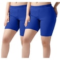 thumbnail image 2 of QATAINLAV Biker Shorts for Women 2 Pack Plus Size Tummy Control Yoga Shorts Casual Summer Elastic Waist Athletic Running Short Leggings Blue XXXXXL Lightning Sale, 2 of 8