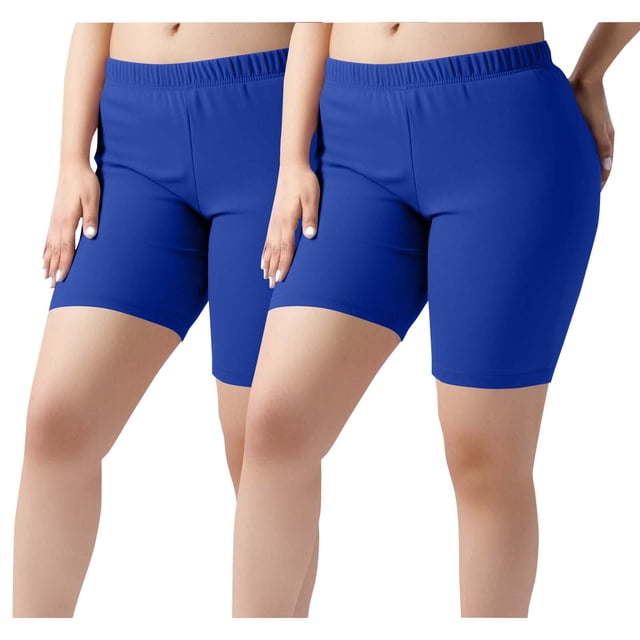 Pantalones cortos de yoga de 2 piezas para mujer, de poliéster, con cintura elástica y color liso.