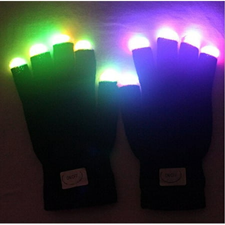 Flashing Finger Lighting Gloves LED Colorful Rave Gloves By