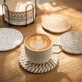 thumbnail image 3 of Luoshdecor Drink Coasters Set of 8 with Iron Holder,Cotton Woven Absorbent Coasters for Drinks, Boho Table Decor for Living Room Home Office Decor, 3 of 7