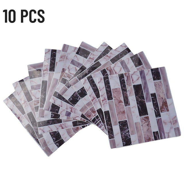 Self Adhesive Removable Tile for Kitchen Bathroom Wall Floor 10cm*10cm*10 Pcs