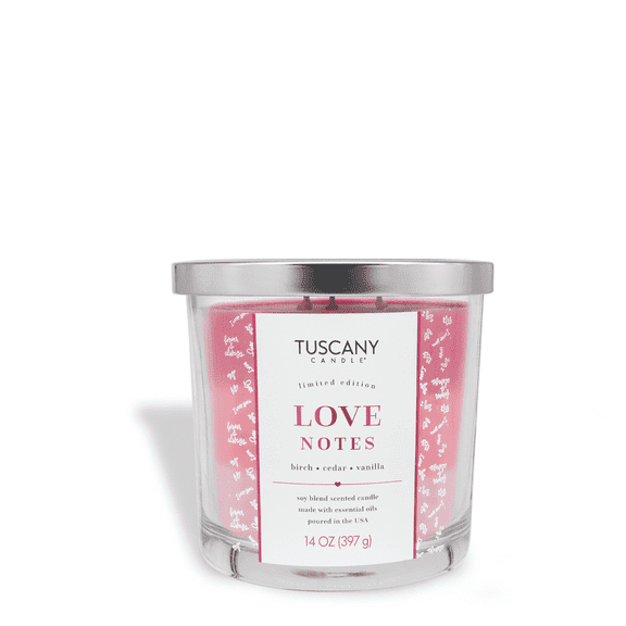 Tuscany Candle Love Notes: Birch & Cedarwood Scented Valentine's Candle, 14 oz