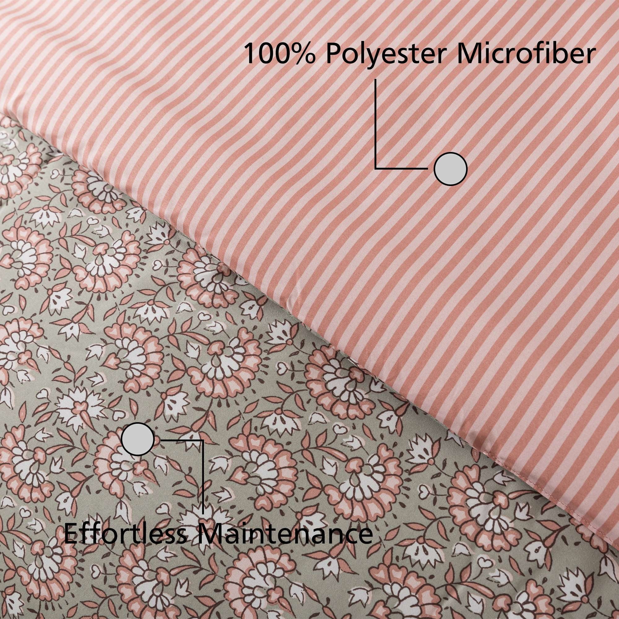 Mainstays Full/Queen Comforter Set, All-Season Reversible, 3-Piece, Green Floral Bowknot