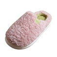 thumbnail image 5 of House Slippers for Women Men Comfy Memory Foam Casual Solid Color Fuzzy Winter Slip on Indoor Home Shoes Pink Size 8, 5 of 6