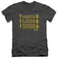 thumbnail image 1 of Cheers Man Meets Beer Adult V-Neck T-Shirt Charcoal, 1 of 1