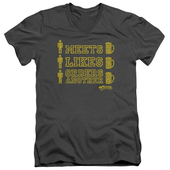 Cheers - Man Meets Beer - Slim Fit V Neck Shirt - X-Large