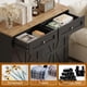 thumbnail image 5 of Gabinete de Basura con Doble Apertura Inclinable de 20 Galones, Gabinete de Madera Oculto para Basura, Mueble de Lavandería Estilo Campestre con Encimera y Cajón, 5 of 7